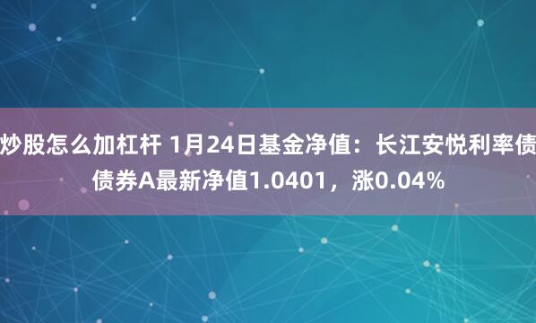 炒股怎么加杠杆 1月24日基金净值：长江安悦利率债债券A最新净值1.0401，涨0.04%